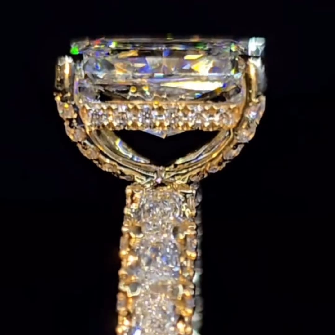 Starlit Pave Radiant Cut 5.0ct Engagement Ring In Sterling Silver