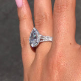 Stunning Pear Cut 4.0ct Split Shank Engagement Ring In Sterling Silver