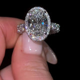 Gorgeous Hidden Halo Oval Cut 4.0ct Engagement Ring In Sterling Silver