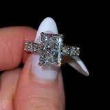 Iridescent-hued Hidden Halo Radiant Cut 5.0ct Engagement Ring In Sterling Silver