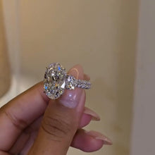 Glamorous Three-Stone Hidden Halo Oval Cut 10.0ct Engagement Ring