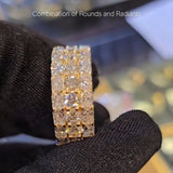 The "Monarch" Gold Multi-Row Diamond "Cigar" Statement Band