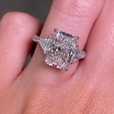 Luxurious Radiant Cut 5.0ct Three Stone Engagement Ring In Sterling Silver