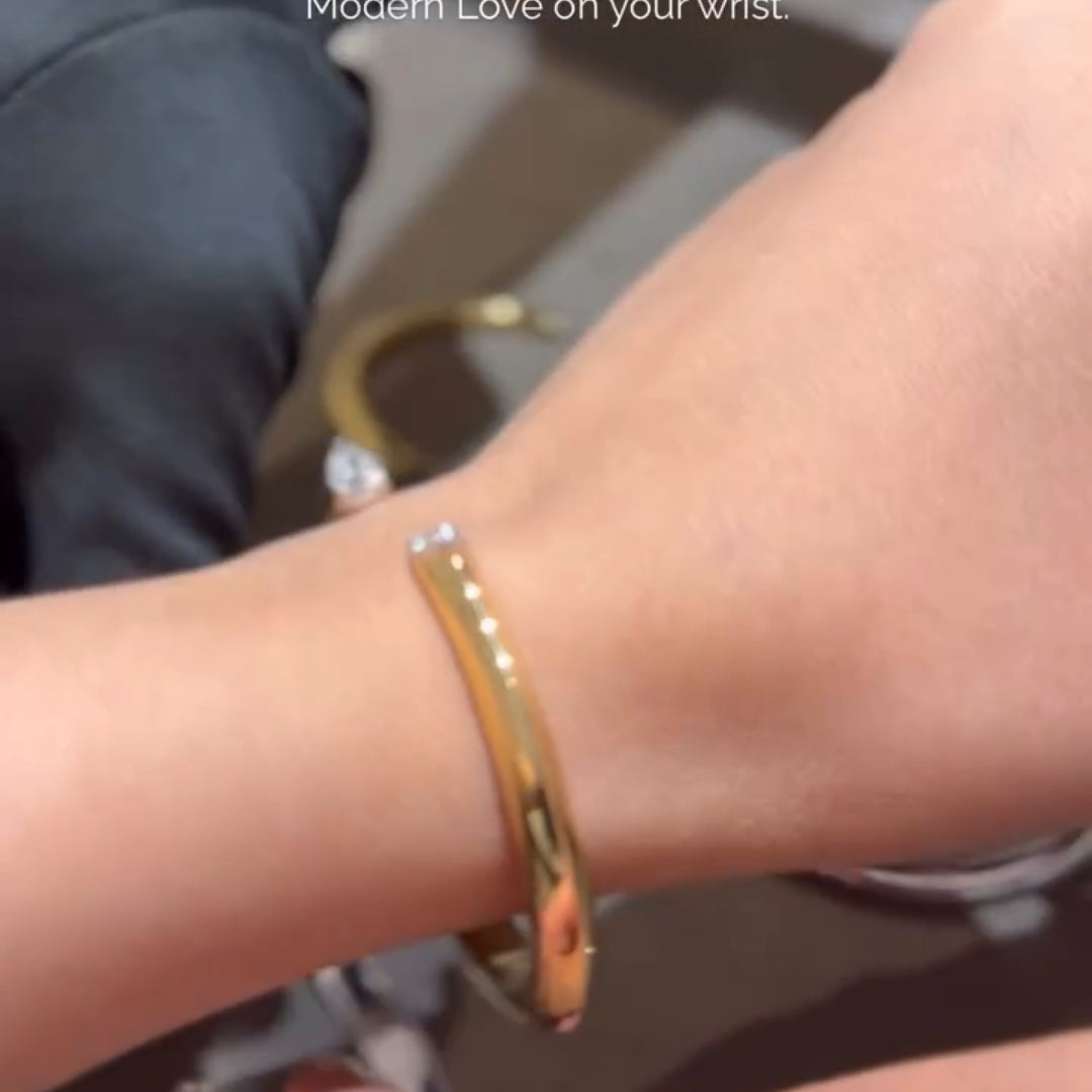 Minimalist Dainty Pear Cut Sterling Sliver Two-Stone Open Cuff Bangle