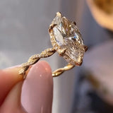 Chic Twist Design Marquise Cut 3.0ct Engagement Ring In Sterling Silver