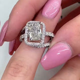 Deluxe Radiant Cut 3.0Ct Insert Ring 925 Sterling Silver Wedding Ring Set