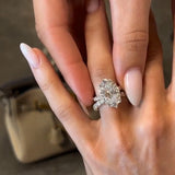 Elegant Oval Cut 2.0 Ct Open 925 Sterling Silver Halo Wedding Ring Set