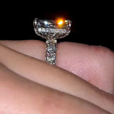 Iridescent-hued Hidden Halo Radiant Cut 5.0ct Engagement Ring In Sterling Silver