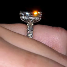 Iridescent-hued Hidden Halo Radiant Cut 5.0ct Engagement Ring In Sterling Silver