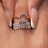 Lavish Oval Cut 5.0 Ct Solitaire 4pc Crown Stacking Wedding Ring Set 925 Sterling Silver