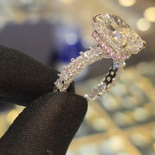 Magnificent 8.0ct Radiant Cut Chunky Eternity Band with Pink Collar Engagement Ring In Sterling Silver