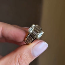 Luxurious 5.0ct Emerald Cut Baguette Band Engagement Ring