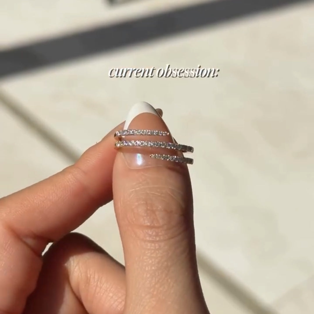 Multi-Row Pave Bypass Spiral Statement Ring in Sterling Silver