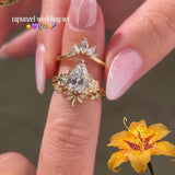 Fairytale 3.0ct Pear Cut Tiara 3PC Bridal Set in Sterling Silver