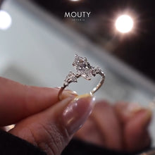 1.0ct Marquise Cut Asymmetrical Cluster Engagement Ring In Sterling Silver