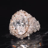 Majestic-looking Pave Oval Cut 10.0ct Engagement Ring In Sterling Silver