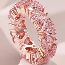 ROMANTIC 925 STERLING SILVER HEART CUT MORGANITE ETERNITY WEDDING RING