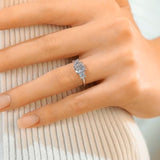 Gauzy Solarii Moissanite 2.0ct Cushion Cut 925 Sterling Silver Three Stone Engagement Ring