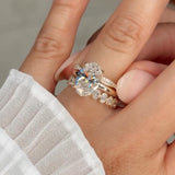 Shaped Oval Cut 3.0 Ct Hidden Halo 925 Sterling Silver Wedding Ring Set