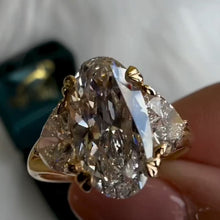Seamless Three Stone Oval Cut 5.0ct Engagement Ring In Sterling Silver