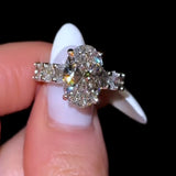 Silken Hidden Halo Oval Cut 3.0ct Engagement Ring In Sterling Silver