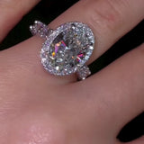 Gorgeous Hidden Halo Oval Cut 4.0ct Engagement Ring In Sterling Silver