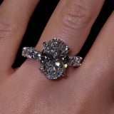 Preciously-crafted Pave Oval Cut 7.0ct Engagement Ring In Sterling Silver