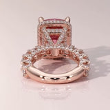 Gorgeous Radiant Cut 5.0ct Morganite Stone Pave Engagement Ring In Sterling Silver