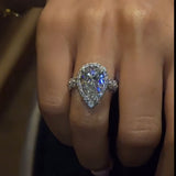 Moonlit-inspired Halo Design Pear Cut 5.0ct Engagement Ring In Sterling Silver