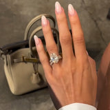 Elegant Oval Cut 2.0 Ct Open 925 Sterling Silver Halo Wedding Ring Set