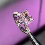 Glossy Pave Heart Cut 5.0ct Engagement Ring In Sterling Silver