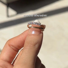 Half Pave Half Plain Bypass Open Wedding Band in Sterling Silver