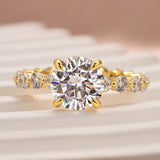 Intriguing Solarii Moissanite 2.0ct Round Cut 925 Sterling Silver Pave Engagement Ring