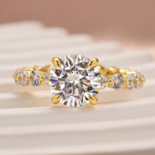 Intriguing Solarii Moissanite 2.0ct Round Cut 925 Sterling Silver Pave Engagement Ring