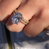Opulent Oval Cut 4.0 ct Pave 925 Sterling Silver Wedding Ring Set