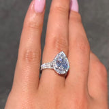 Stunning Pear Cut 4.0ct Split Shank Engagement Ring In Sterling Silver