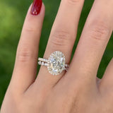 Prismatic Oval Cut 4.0 ct Halo Design 925 Sterling Silver Wedding Ring Set