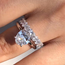Elegant Halo Oval Cut Wedding Set In Sterling Silver