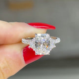 Elegant Radiant Cut 5.0ct Engagement Ring In 925 Sterling Silver