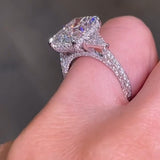 Luxurious Radiant Cut 5.0ct Three Stone Engagement Ring In Sterling Silver
