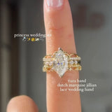 Exquisite 3.0ct Marquise Cut Jillian Lace 3PC Wedding Ring Set in Sterling Silver