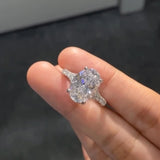 Oval Cut White Stone, White Gold Plating, 925 Sterling Silver Ring