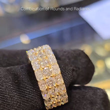 The "Monarch" Gold Multi-Row Diamond "Cigar" Statement Band