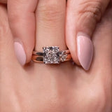 3.0ct Square Radiant Cut Engagement Ring & Curved Band Bridal Set