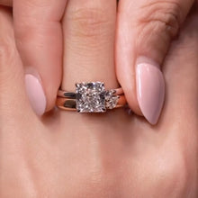 3.0ct Square Radiant Cut Engagement Ring & Curved Band Bridal Set