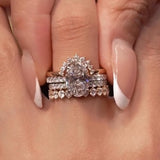 Lavish Oval Cut 5.0 Ct Solitaire 4pc Crown Stacking Wedding Ring Set 925 Sterling Silver