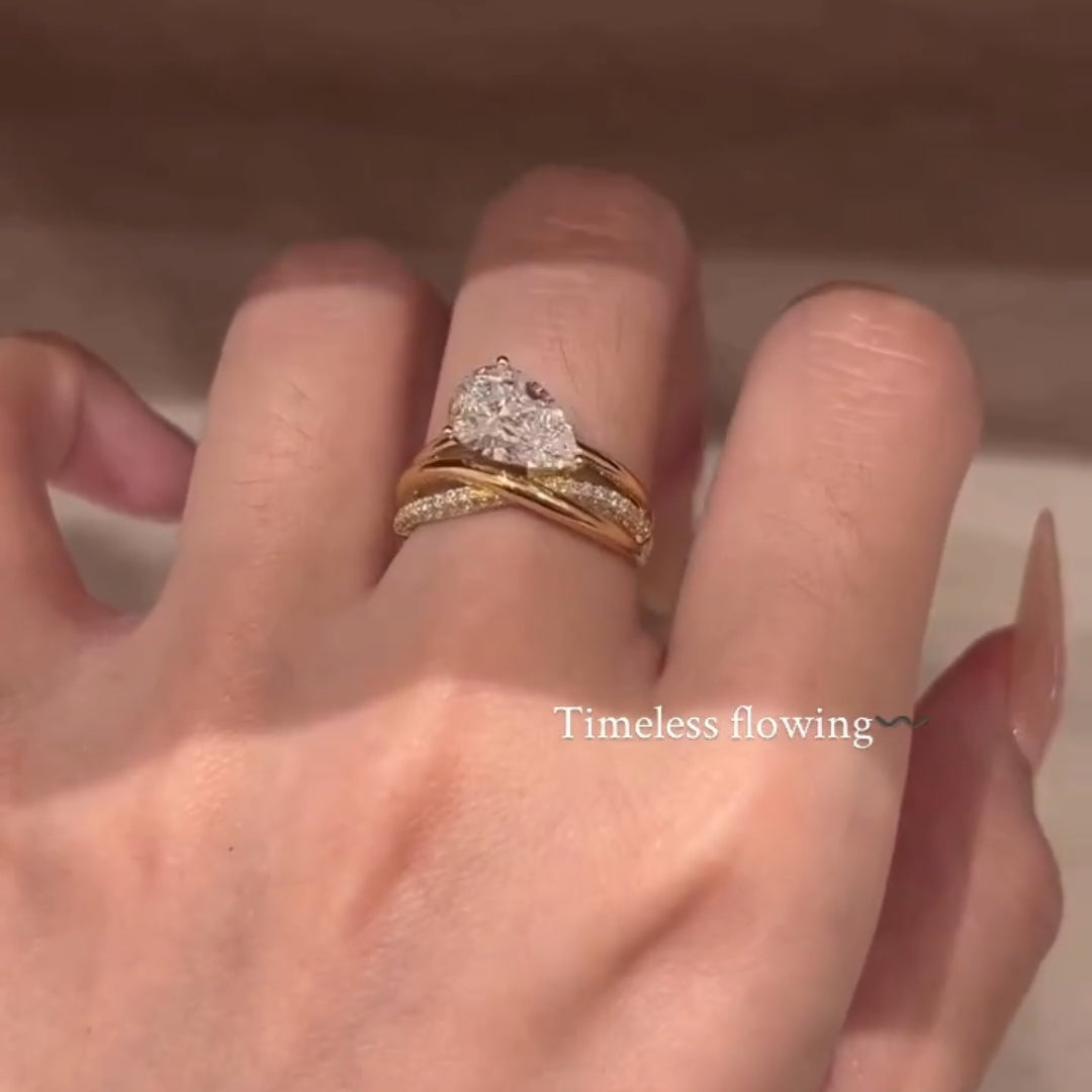 Elegant 2.0ct Pear Cut Intertwined Crossover Engagement Ring