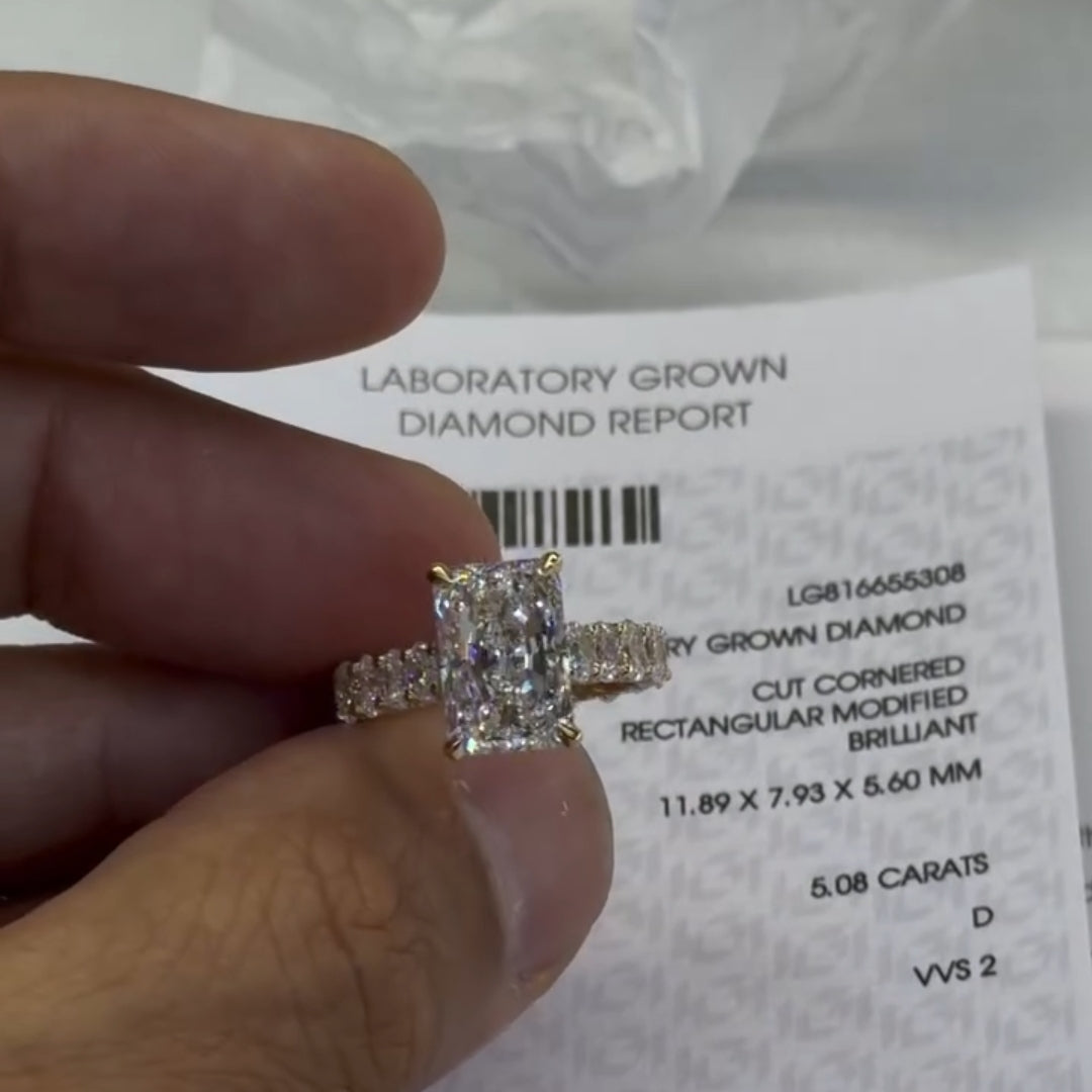 5.0ct Elongated Radiant Cut Eternity Band Engagement Ring