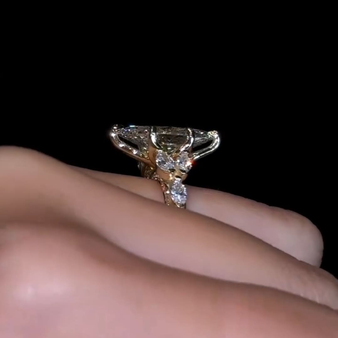 Starlit Side Stone Marquise Cut 3.0ct Engagement Ring In Sterling Silver