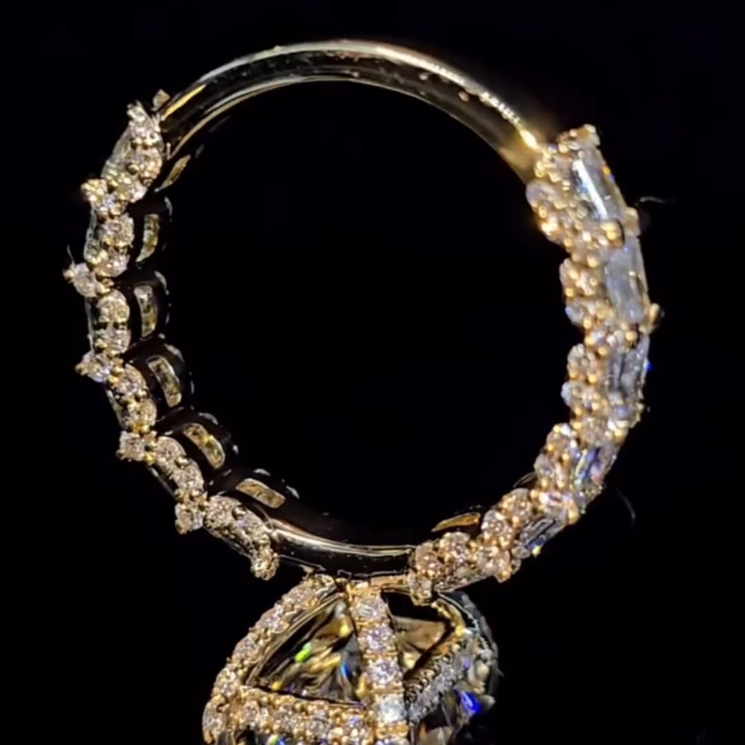 Starlit Pave Radiant Cut 5.0ct Engagement Ring In Sterling Silver